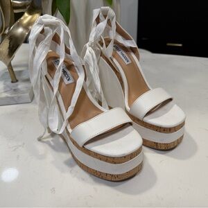 Steve Madden White Platform Sandals